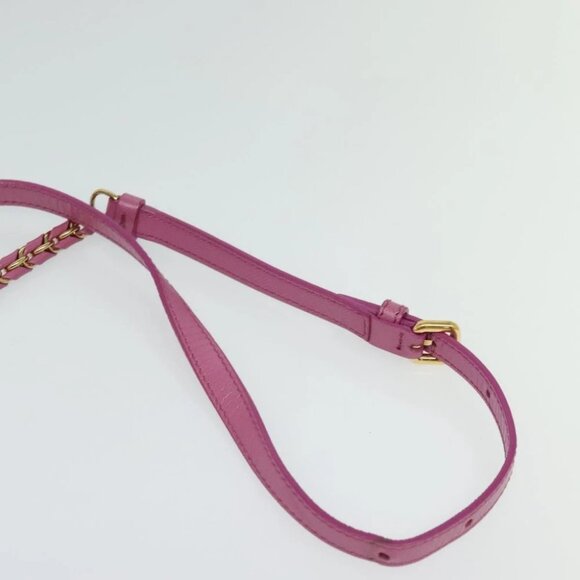 Salvatore Ferragamo Chain Shoulder Bag Safiano Leather Pink Gold - Picture 11 of 15